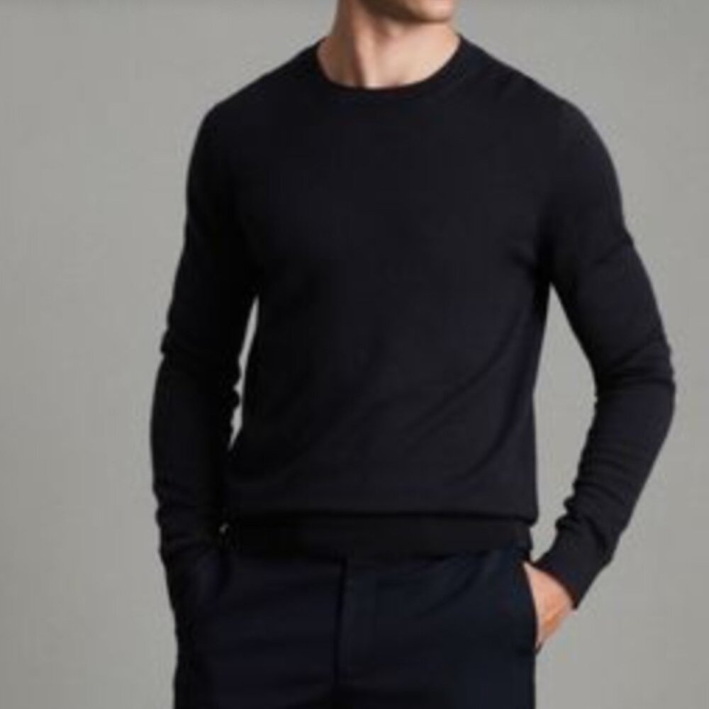 NWT Reiss Navy 100% Merino Wool Crew Neck Sweater